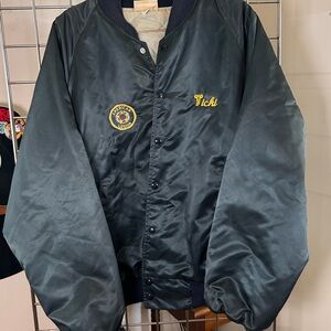 Women’s Navy Satin bomber style Jacket American Legion post 984. Size L
